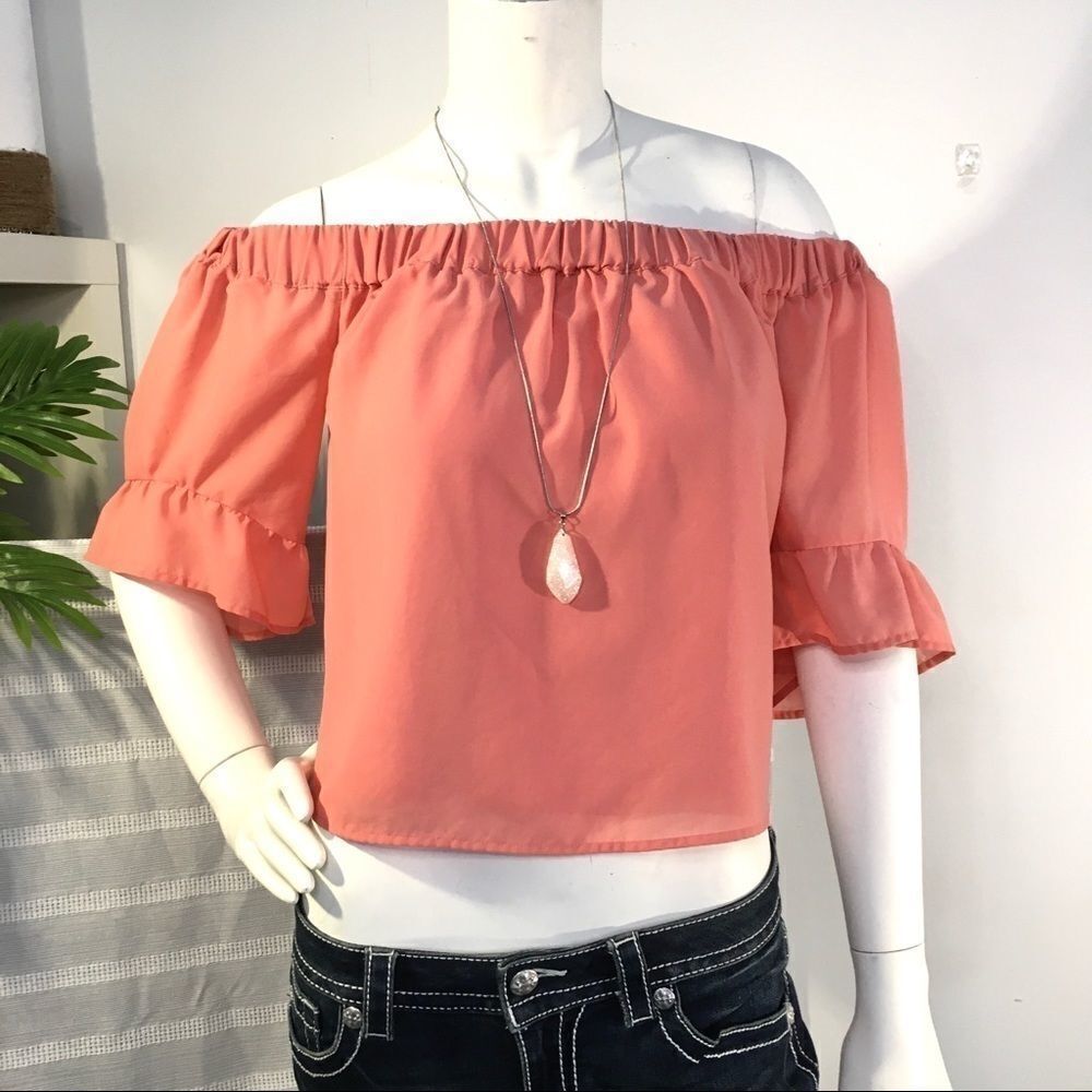 Express Ruffle off the shoulder Crop Top Size XS